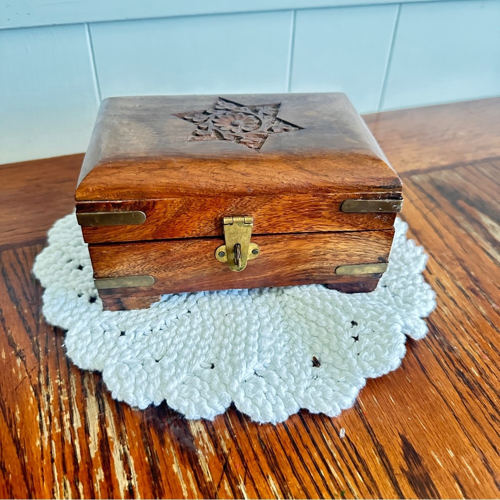 Wooden Keepsake Box with Brass Accents
